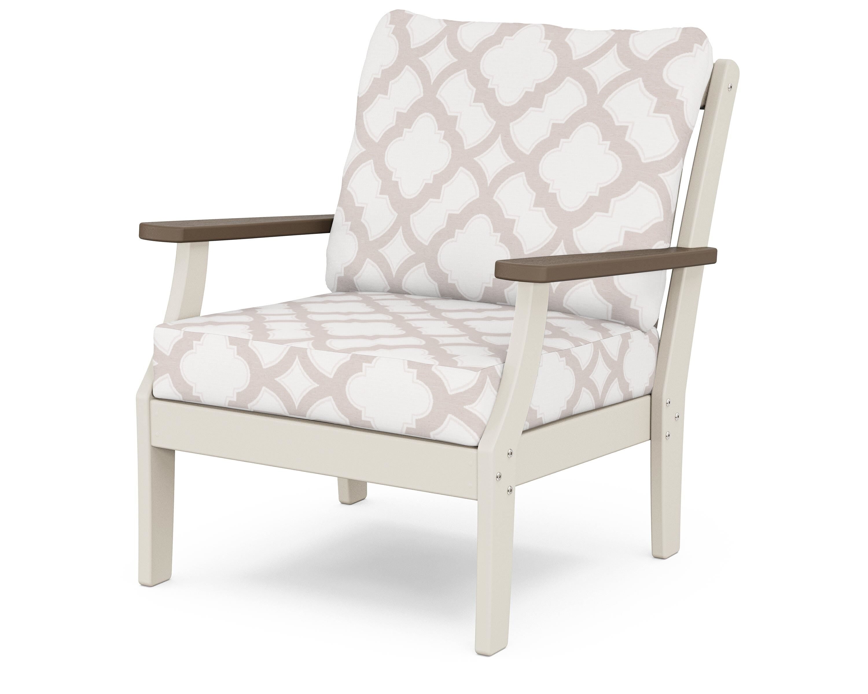 POLYWOOD® Braxton Deep Seating Chair in Sand / Kona / Trellis Dune Burlap
