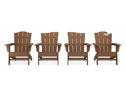 POLYWOOD® Wave Collection 4-Piece Adirondack Chair Set in Teak