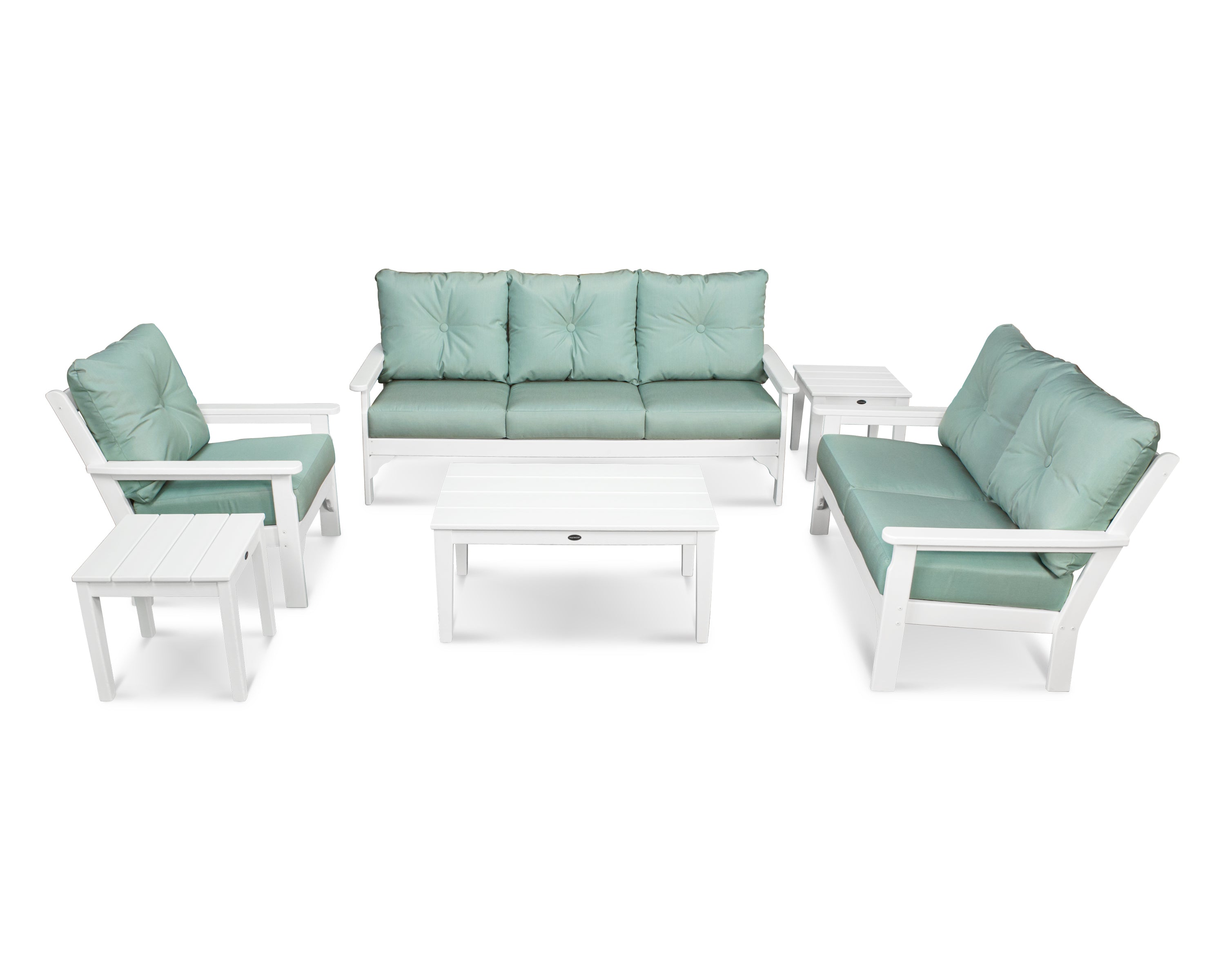 POLYWOOD® Vineyard 6-Piece Deep Seating Set in White / Spa