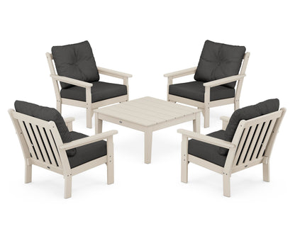 POLYWOOD® Vineyard 5-Piece Deep Seating Conversation Set in Sand / Spectrum Carbon