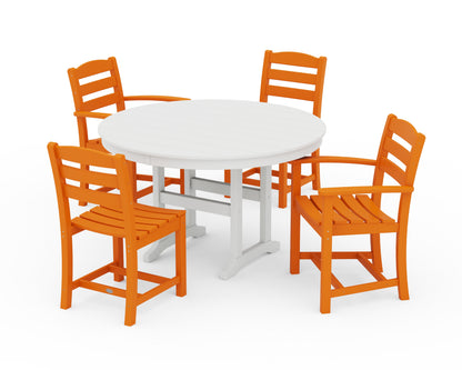 POLYWOOD® La Casa Café 5-Piece Round Farmhouse Dining Set in Tangerine / White