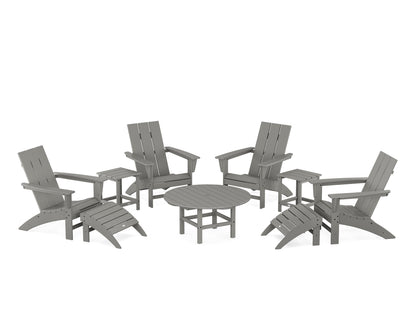 POLYWOOD® Modern Adirondack Chair 9-Piece Conversation Set in Slate Grey