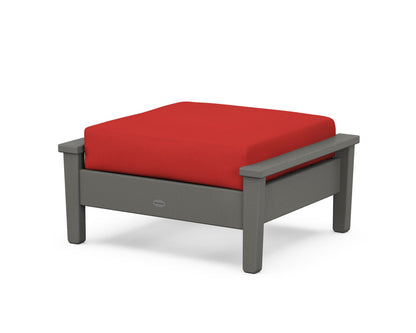 POLYWOOD® Prescott Deep Seating Ottoman in Slate Grey / Crimson Linen