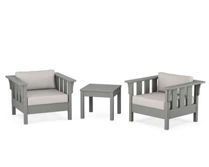 Martha Stewart by POLYWOOD® Acadia 3-Piece Deep Seating Set in Slate Grey / Cast Ash