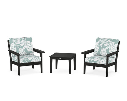 Country Living Cottage 3-Piece Deep Seating Set in Black / Leaf Glacier Spa