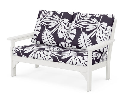 POLYWOOD® Vineyard Deep Seating Loveseat in Vintage White / Leaf Navy