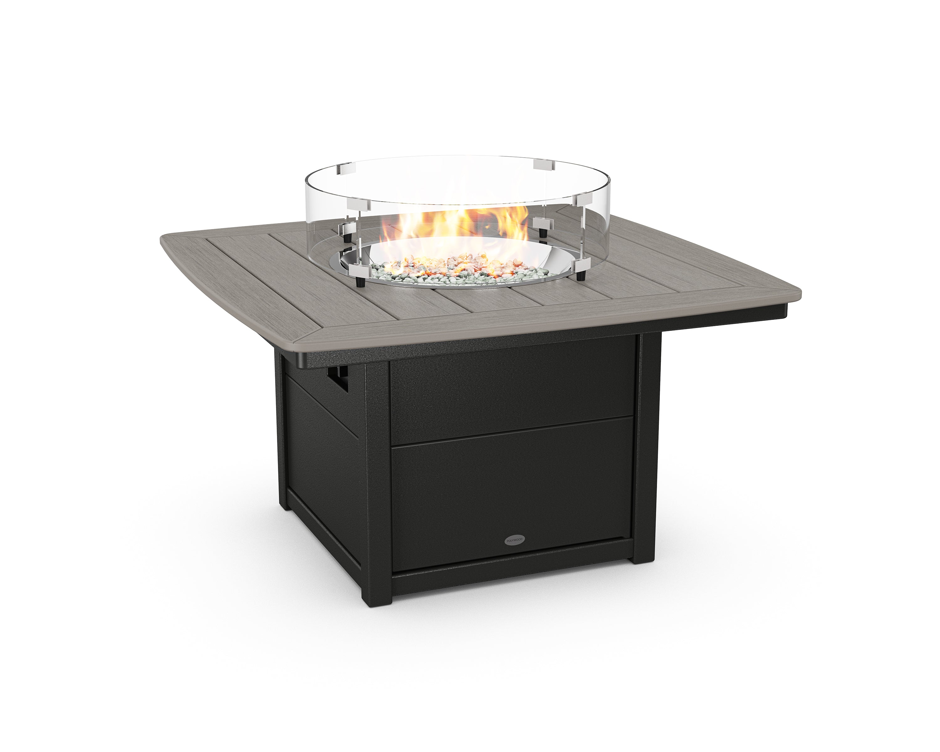 POLYWOOD® Nautical 42" Fire Pit Table in Black / Driftwood