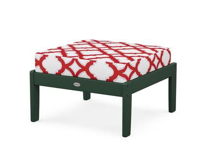 POLYWOOD® Braxton Deep Seating Ottoman in Green / Trellis Crimson