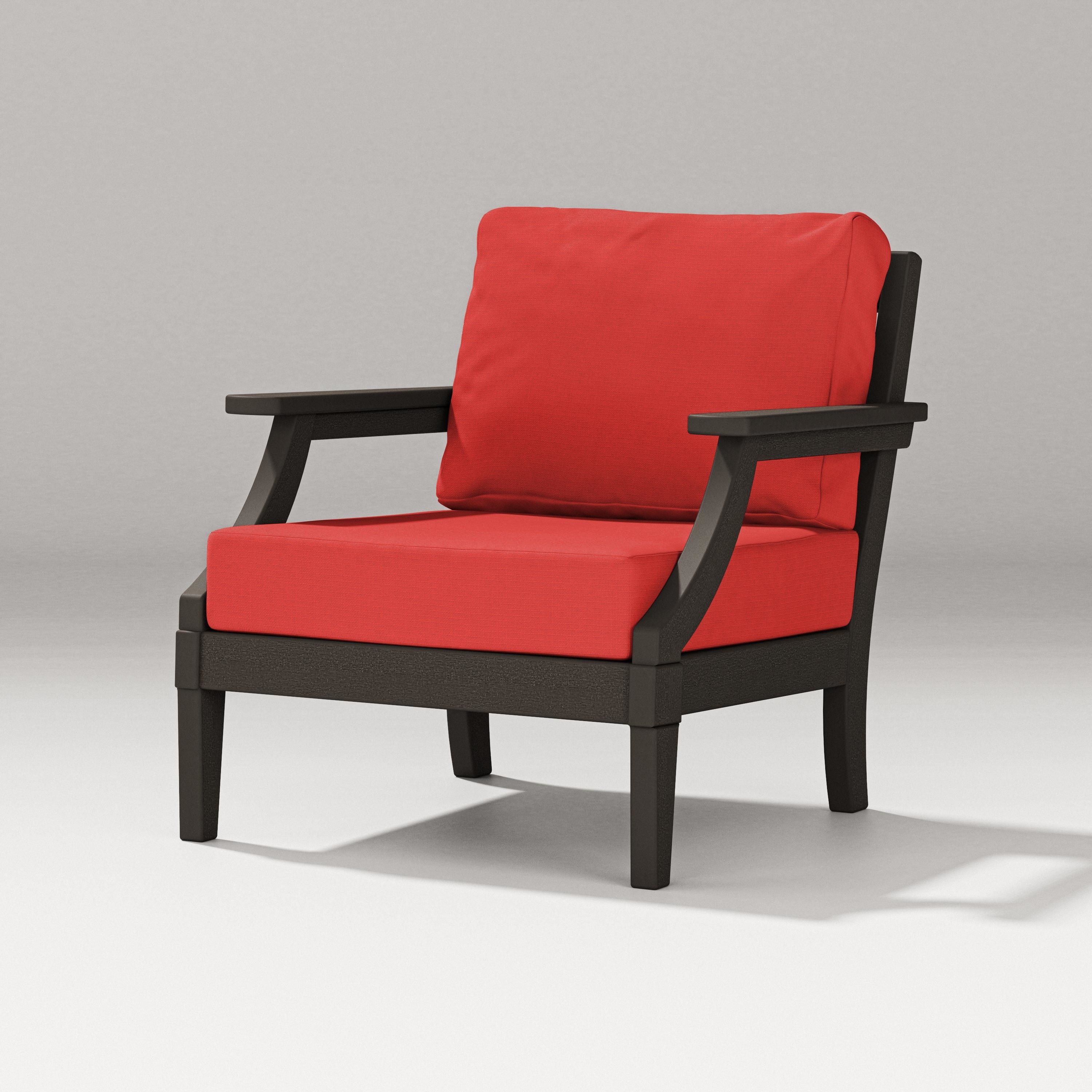 PW Designer Series Estate Lounge Chair in Vintage Coffee / Crimson Linen