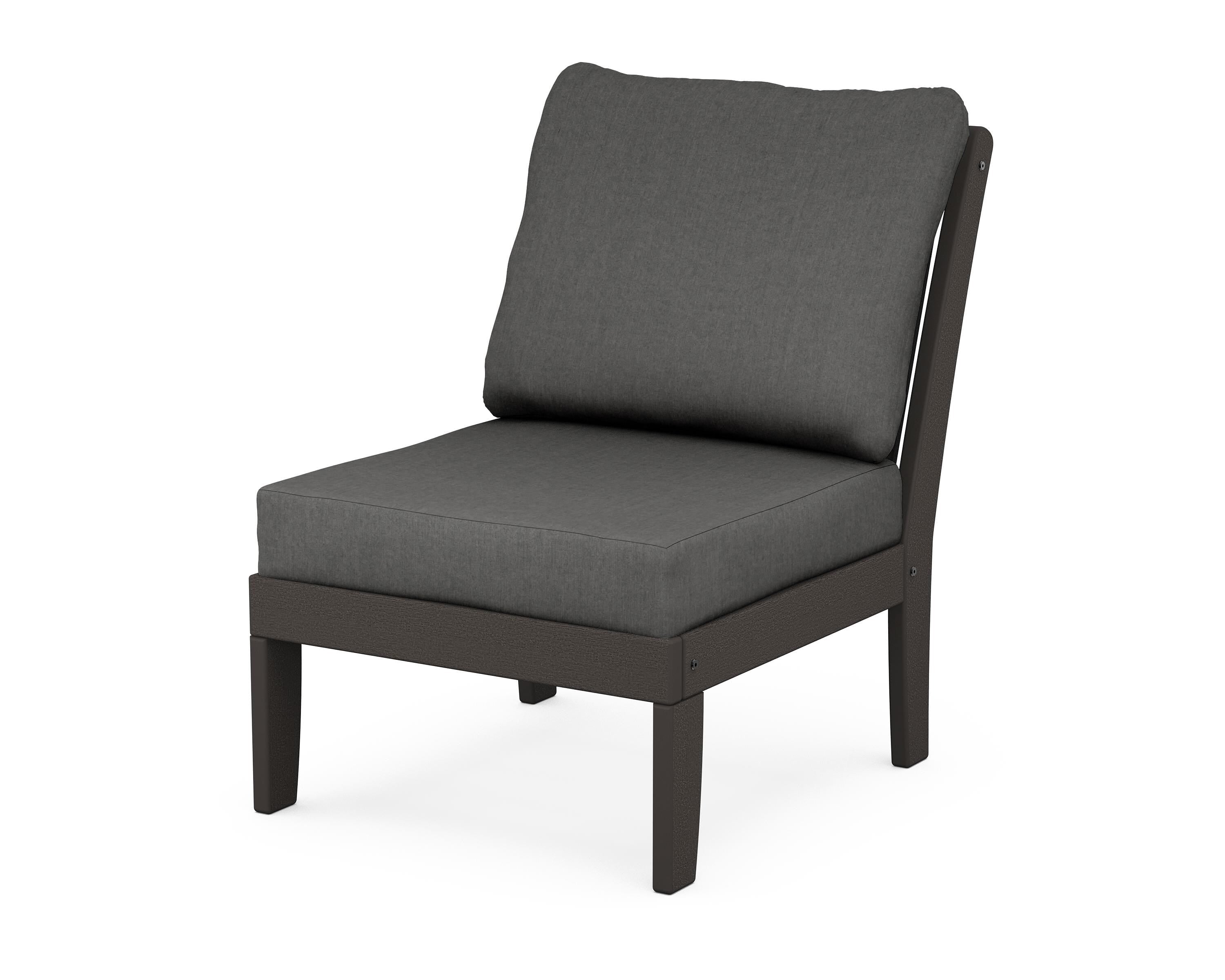 POLYWOOD® Braxton Modular Armless Chair in Vintage Coffee / Spectrum Carbon