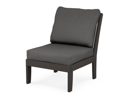 POLYWOOD® Braxton Modular Armless Chair in Vintage Coffee / Spectrum Carbon
