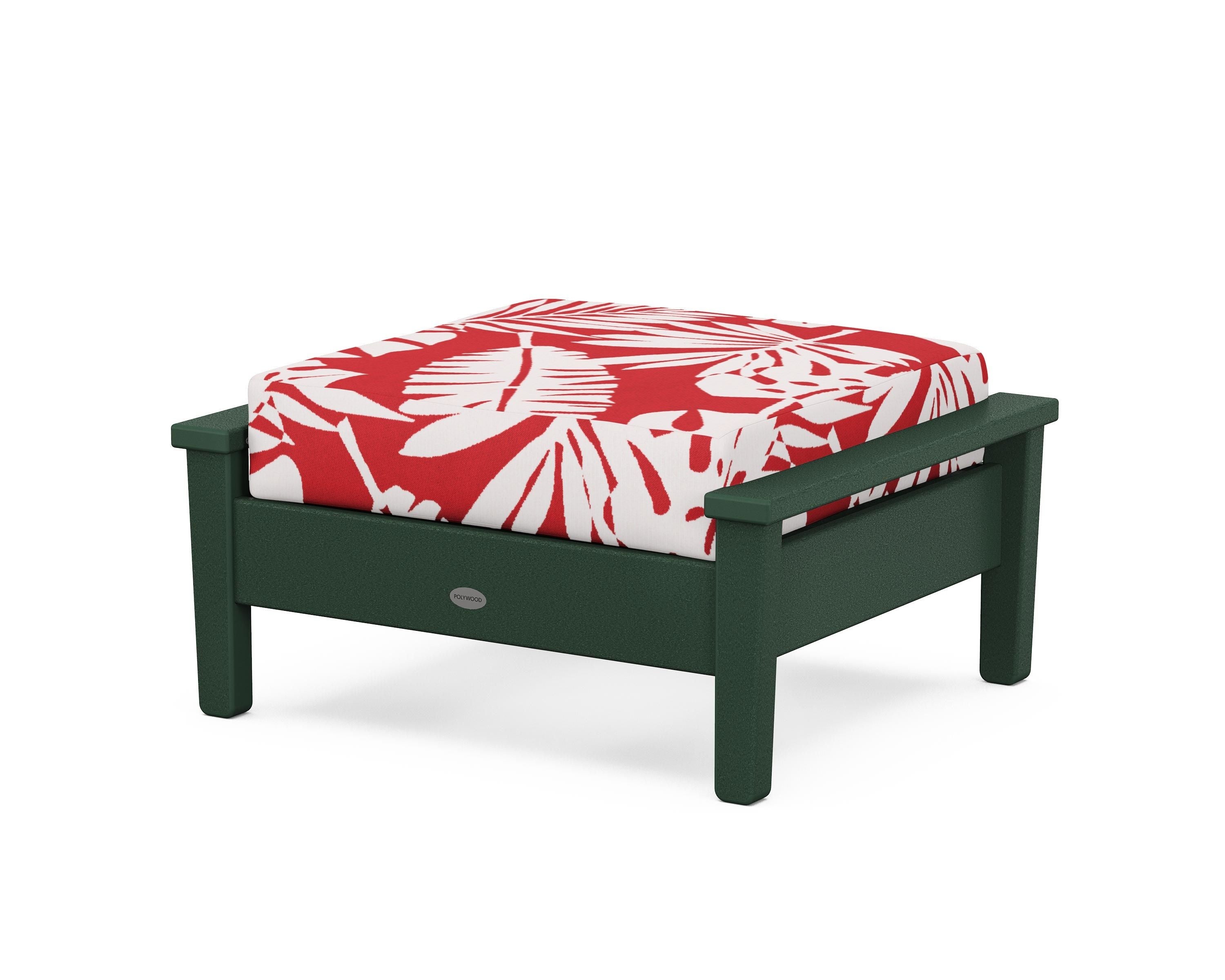 POLYWOOD® Prescott Deep Seating Ottoman in Green / Leaf Crimson