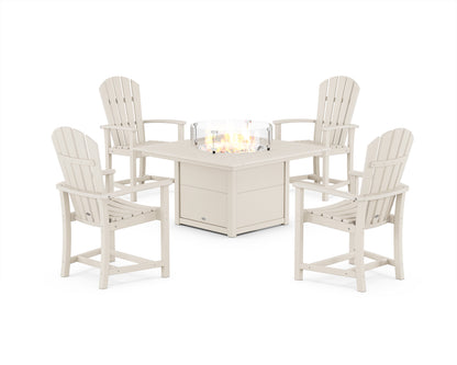 POLYWOOD® Palm Coast 4-Piece Upright Adirondack Conversation Set with Fire Pit Table in Sand