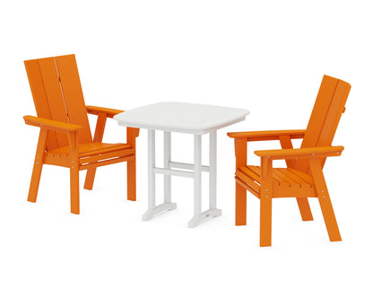 POLYWOOD® Modern Adirondack 3-Piece Dining Set in Tangerine / White