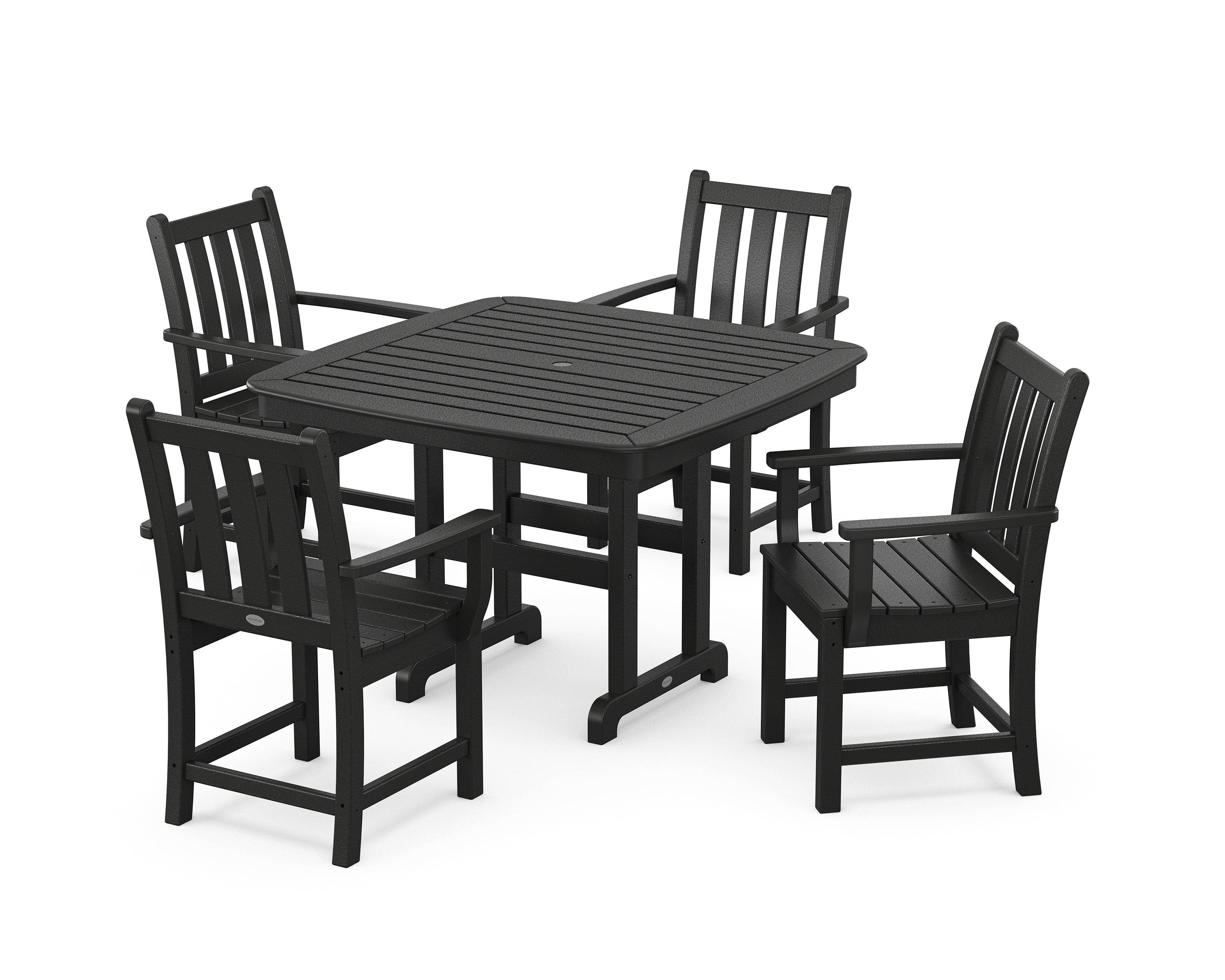 POLYWOOD® Traditional Garden 5-Piece Dining Set with Trestle Legs in Black
