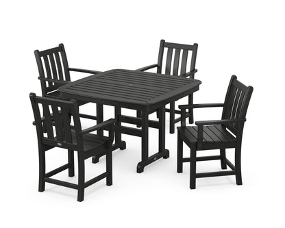 POLYWOOD® Traditional Garden 5-Piece Dining Set with Trestle Legs in Black