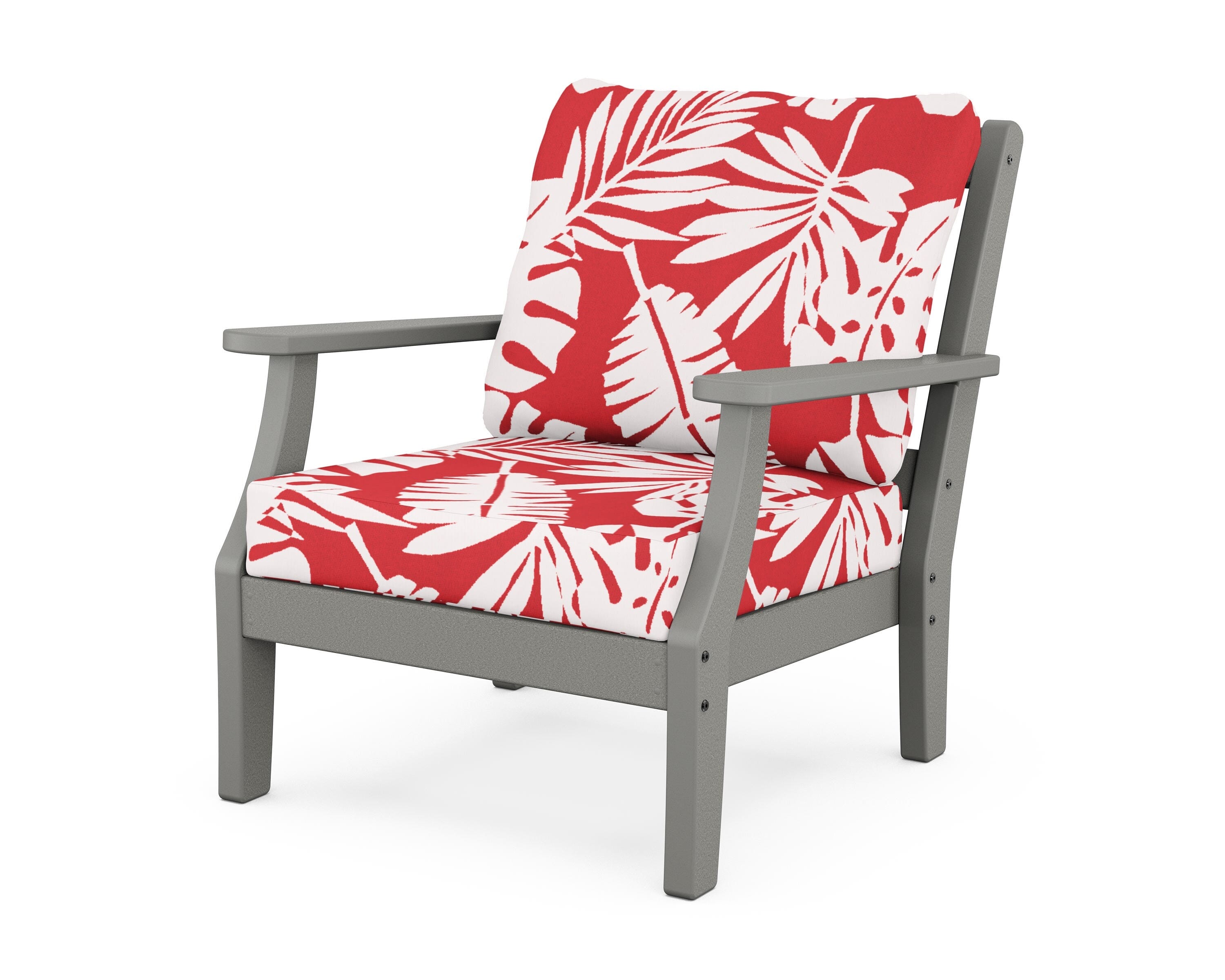 Martha Stewart by POLYWOOD® Chinoiserie Deep Seating Chair in Slate Grey / Leaf Crimson