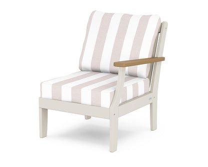 POLYWOOD® Braxton Modular Right Arm Chair in Sand / Natural / Cabana Stripe Dune Burlap