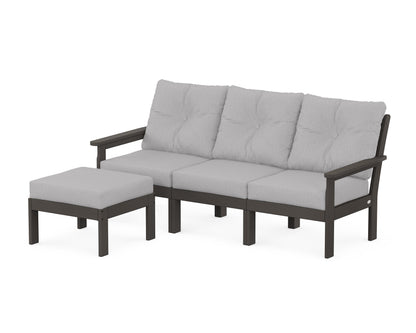 POLYWOOD® Vineyard 4-Piece Sectional with Ottoman in Vintage Coffee / Granite
