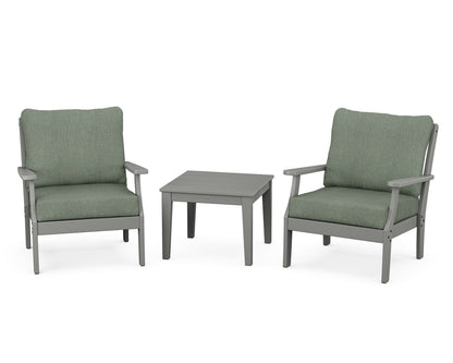 POLYWOOD® Braxton 3-Piece Deep Seating Set in Slate Grey / Cast Sage