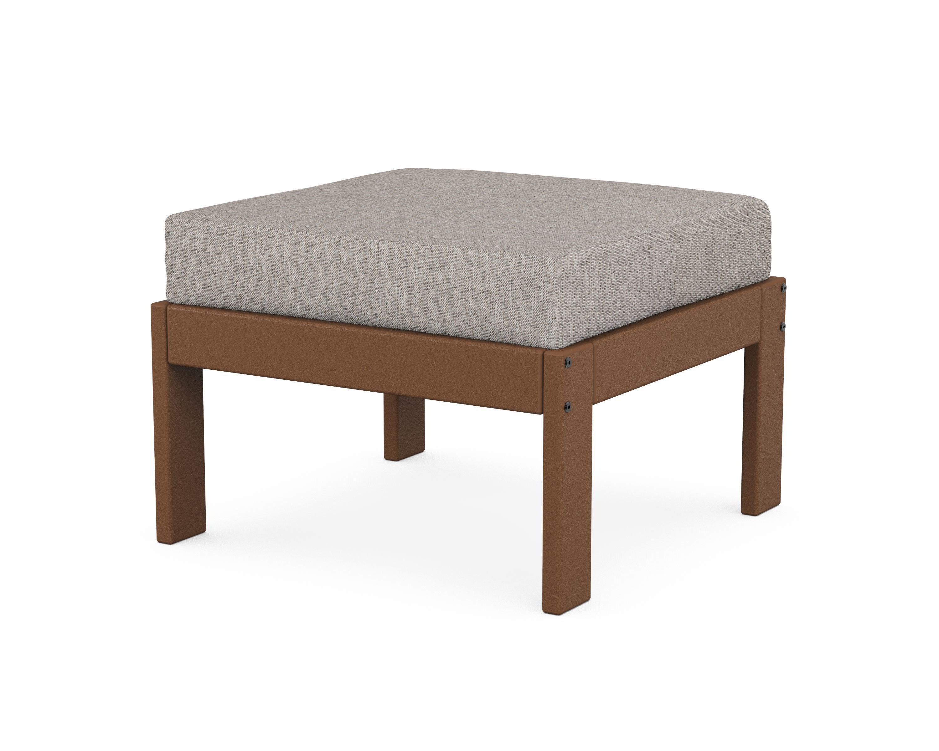 POLYWOOD® Vineyard Modular Ottoman in Teak / Weathered Tweed
