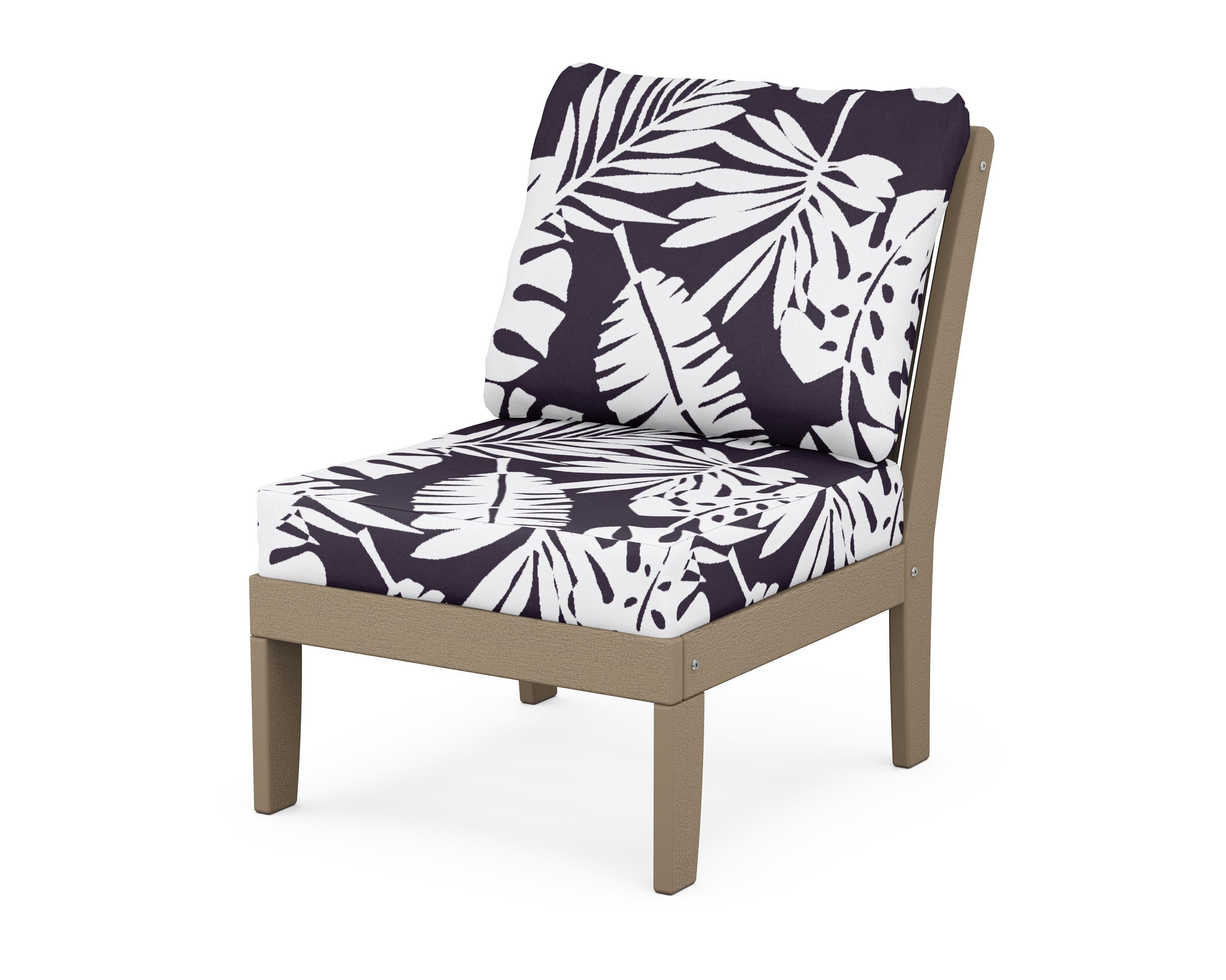 POLYWOOD® Braxton Modular Armless Chair in Vintage Sahara / Leaf Navy