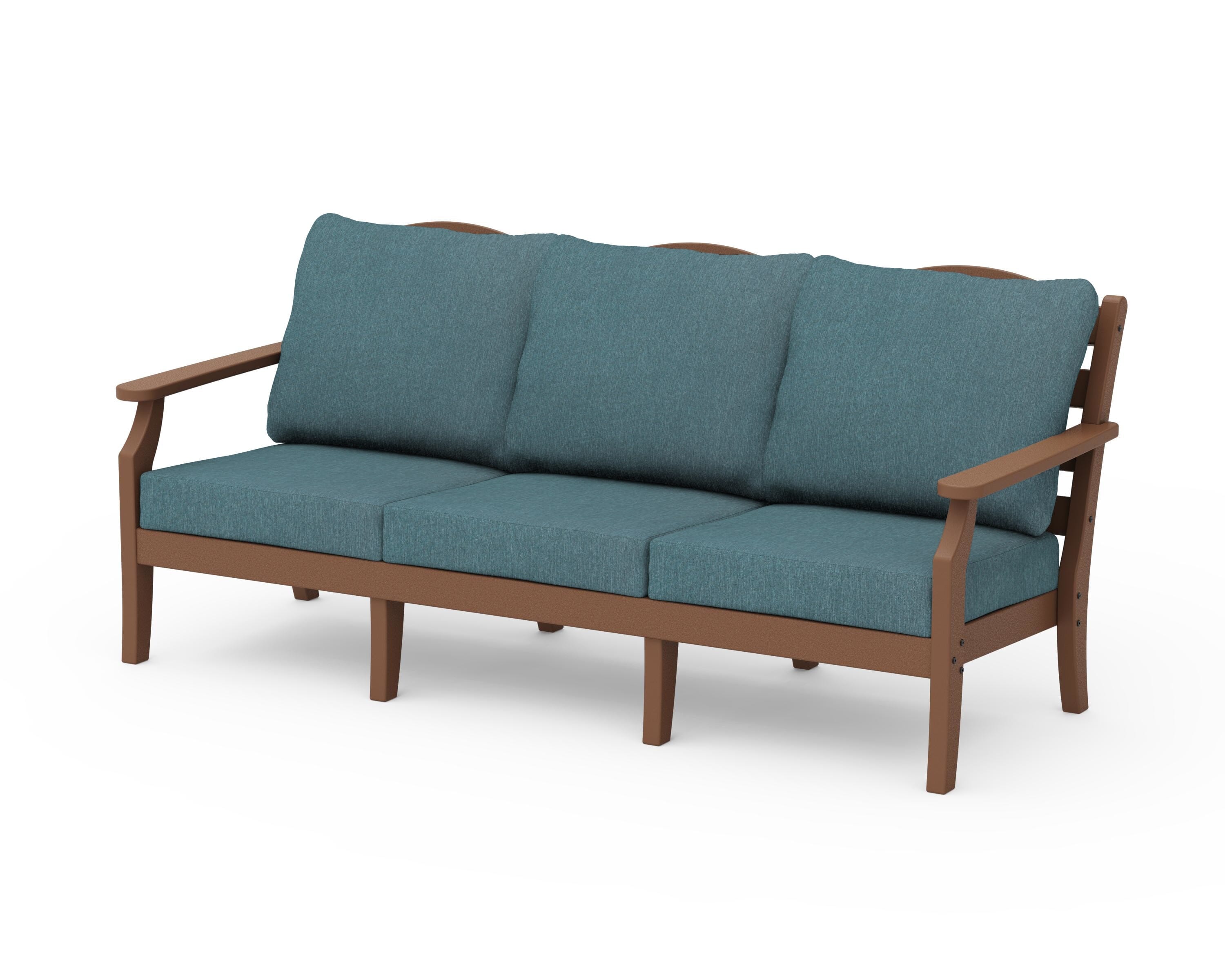 Draper James™ by  POLYWOOD® Savannah Deep Seating Sofa in Teak / Ocean Teal