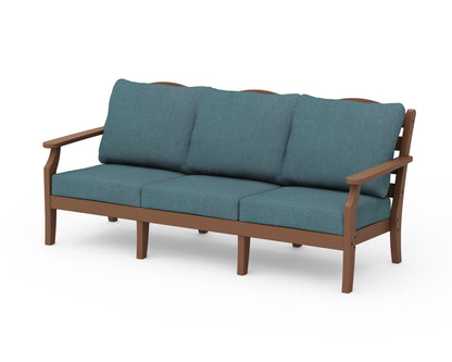 Draper James™ by  POLYWOOD® Savannah Deep Seating Sofa in Teak / Ocean Teal