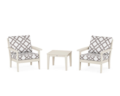 Country Living Cottage 3-Piece Deep Seating Set in Sand / Trellis Grey Mist