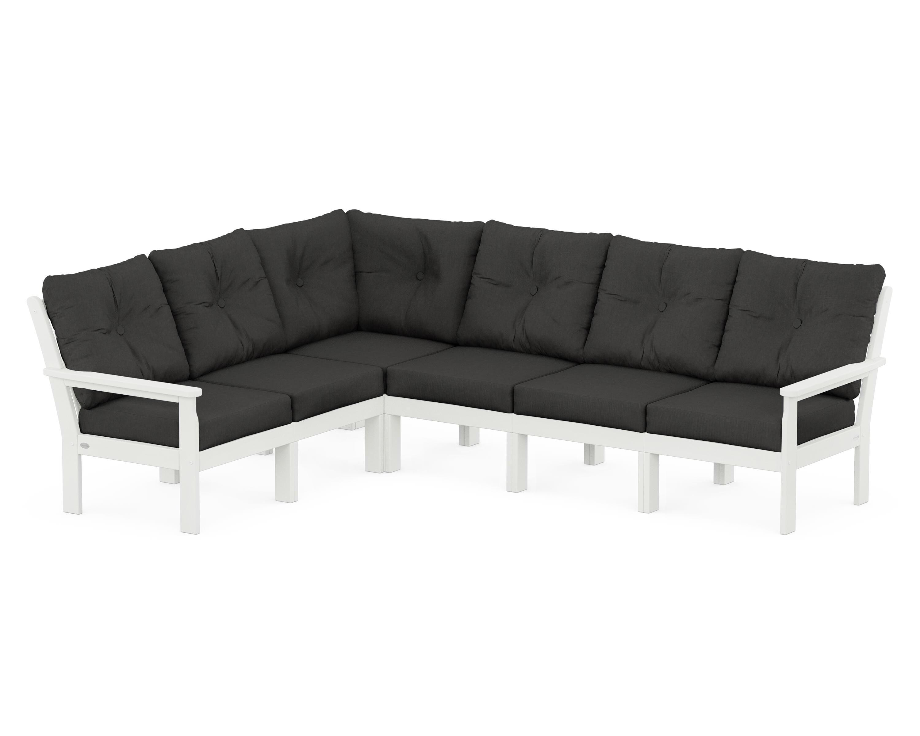 POLYWOOD® Vineyard 6-Piece Sectional in Vintage White / Spectrum Carbon