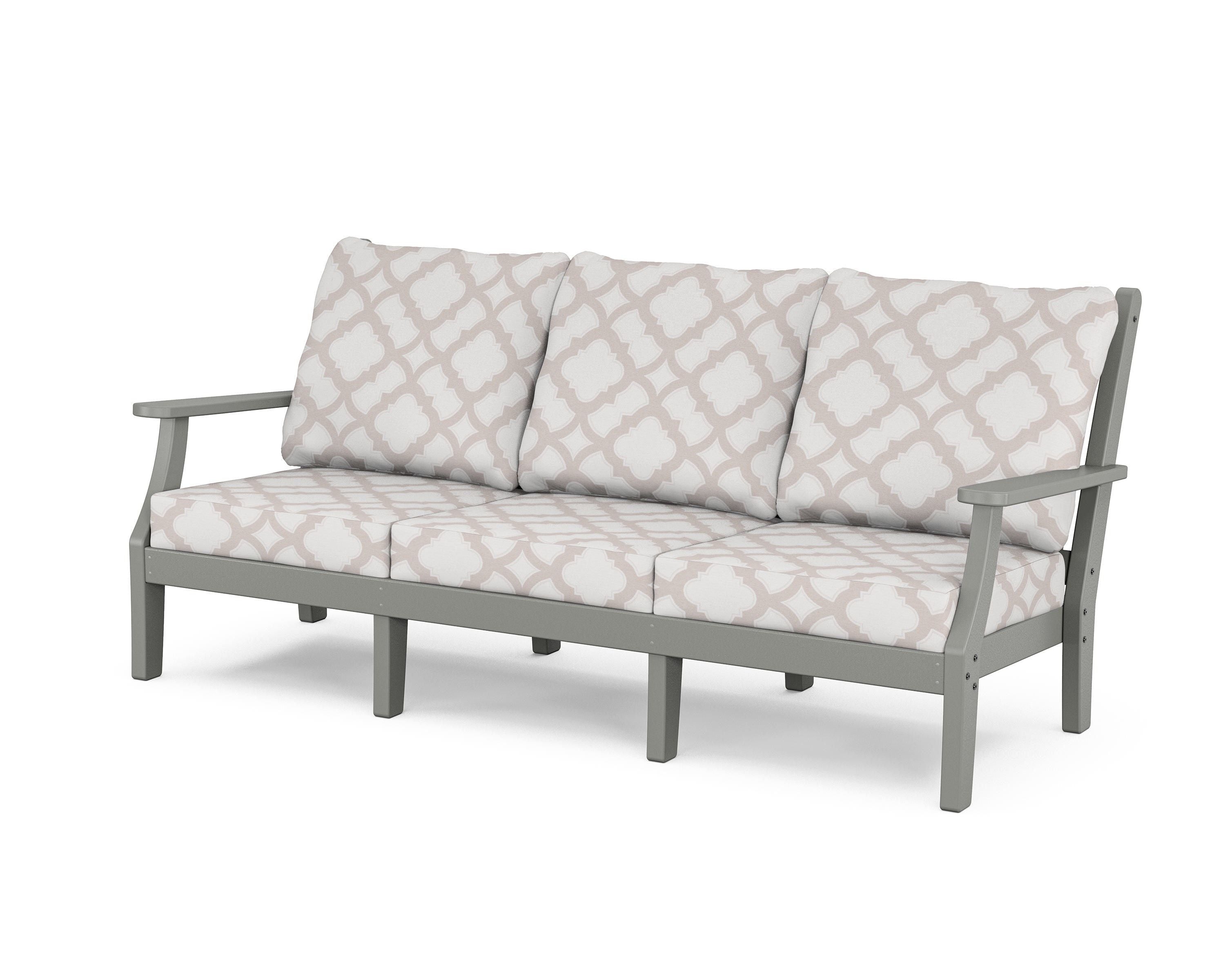 Country Living Wovendale Deep Seating Sofa in Slate Grey / Trellis Dune Burlap