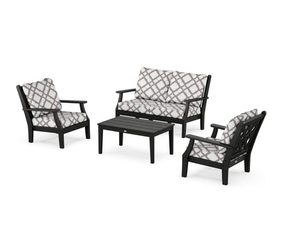 Country Living Wovendale 4-Piece Deep Seating Set with Loveseat in Black / Trellis Grey Mist
