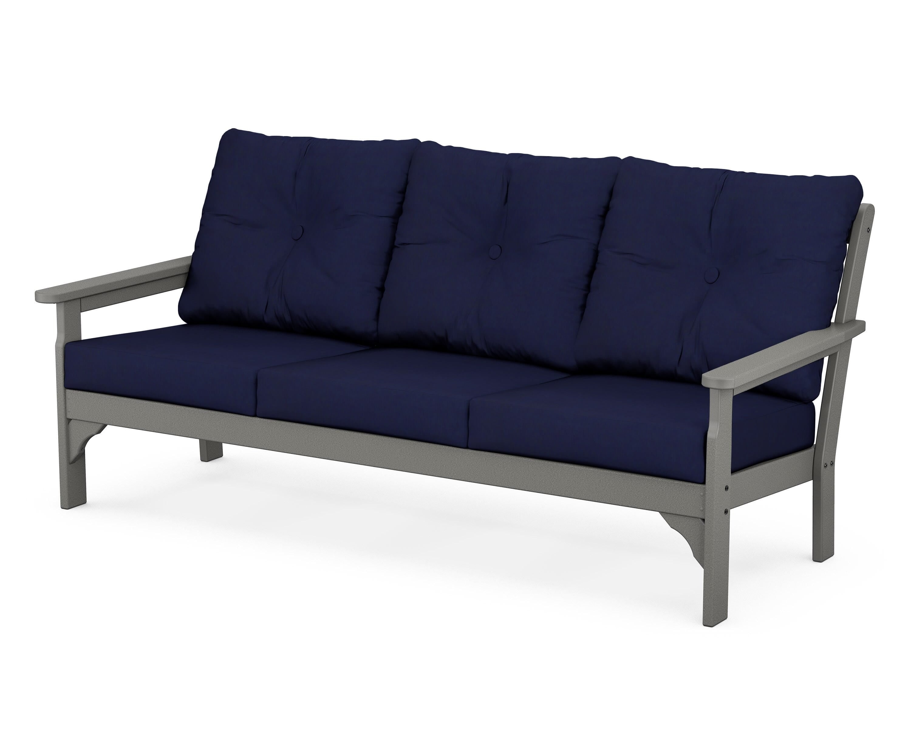 POLYWOOD® Vineyard Deep Seating Sofa in Slate Grey / Navy