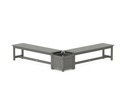 POLYWOOD® 60" Vineyard L- Shaped Planter Bench Set in Slate Grey