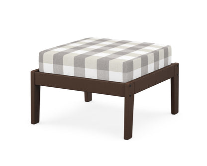 Unbranded Deep Seating Ottoman in Mahogany / Buffalo Plaid Grey Mist