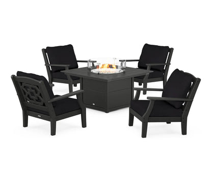 Chinoiserie 5-Piece Deep Seating Set with Fire Pit Table