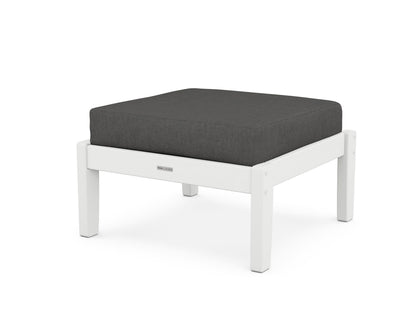 Martha Stewart by POLYWOOD® Chinoiserie Deep Seating Ottoman in White / Spectrum Carbon