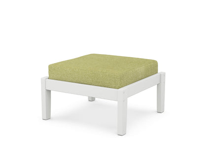 Unbranded Deep Seating Ottoman in White / Chartreuse Boucle
