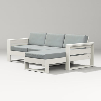 PW Designer Series Latitude Right Chaise Sectional in Vintage White / Spa