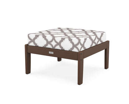 Country Living Cottage Deep Seating Ottoman in Mahogany / Trellis Grey Mist