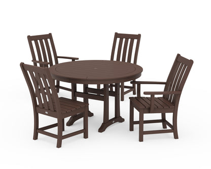 POLYWOOD® Vineyard 5-Piece Nautical Trestle Dining Set in Mahogany
