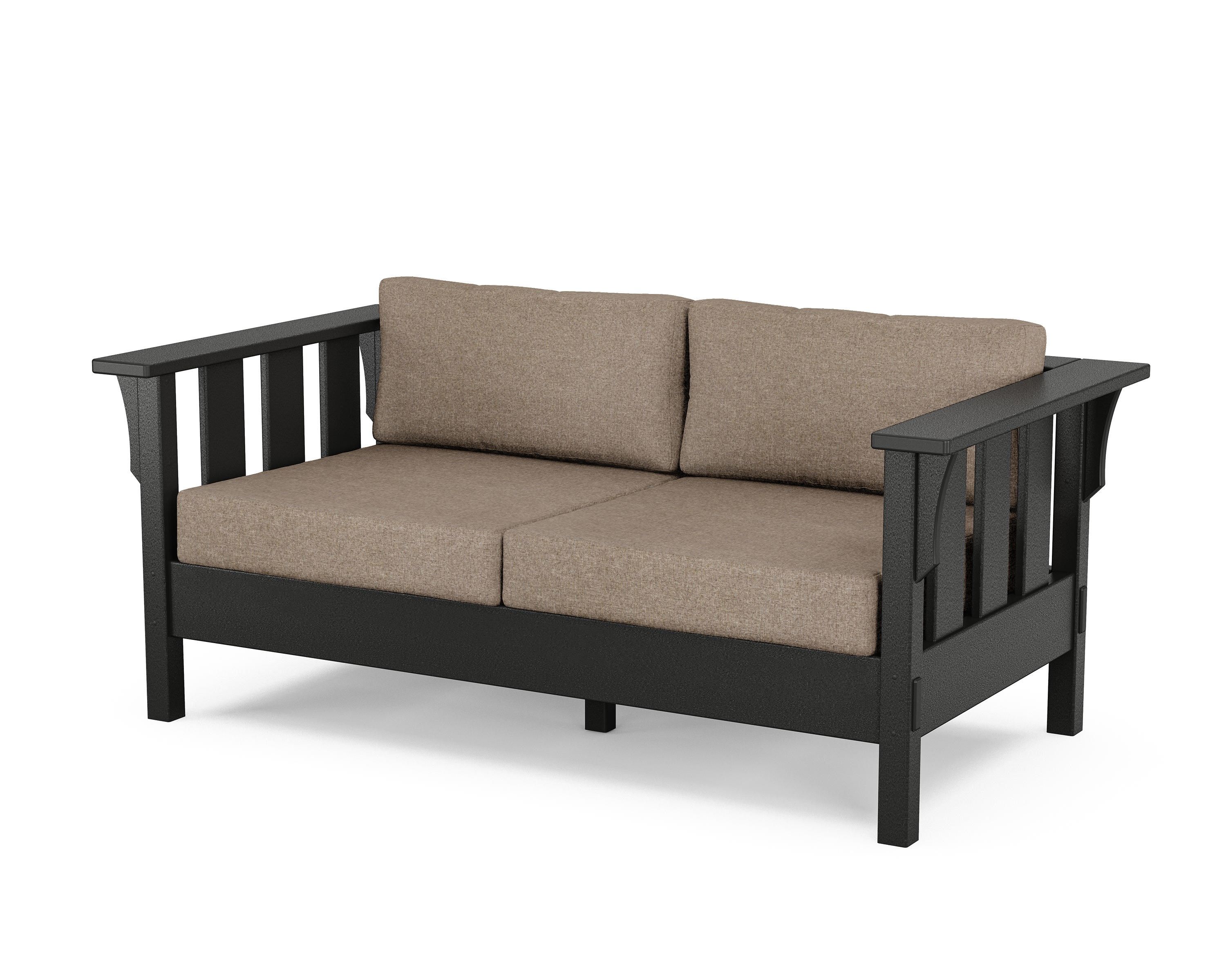 Martha Stewart by POLYWOOD® Acadia Deep Seating Loveseat in Black / Spiced Burlap