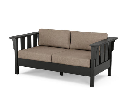 Martha Stewart by POLYWOOD® Acadia Deep Seating Loveseat in Black / Spiced Burlap
