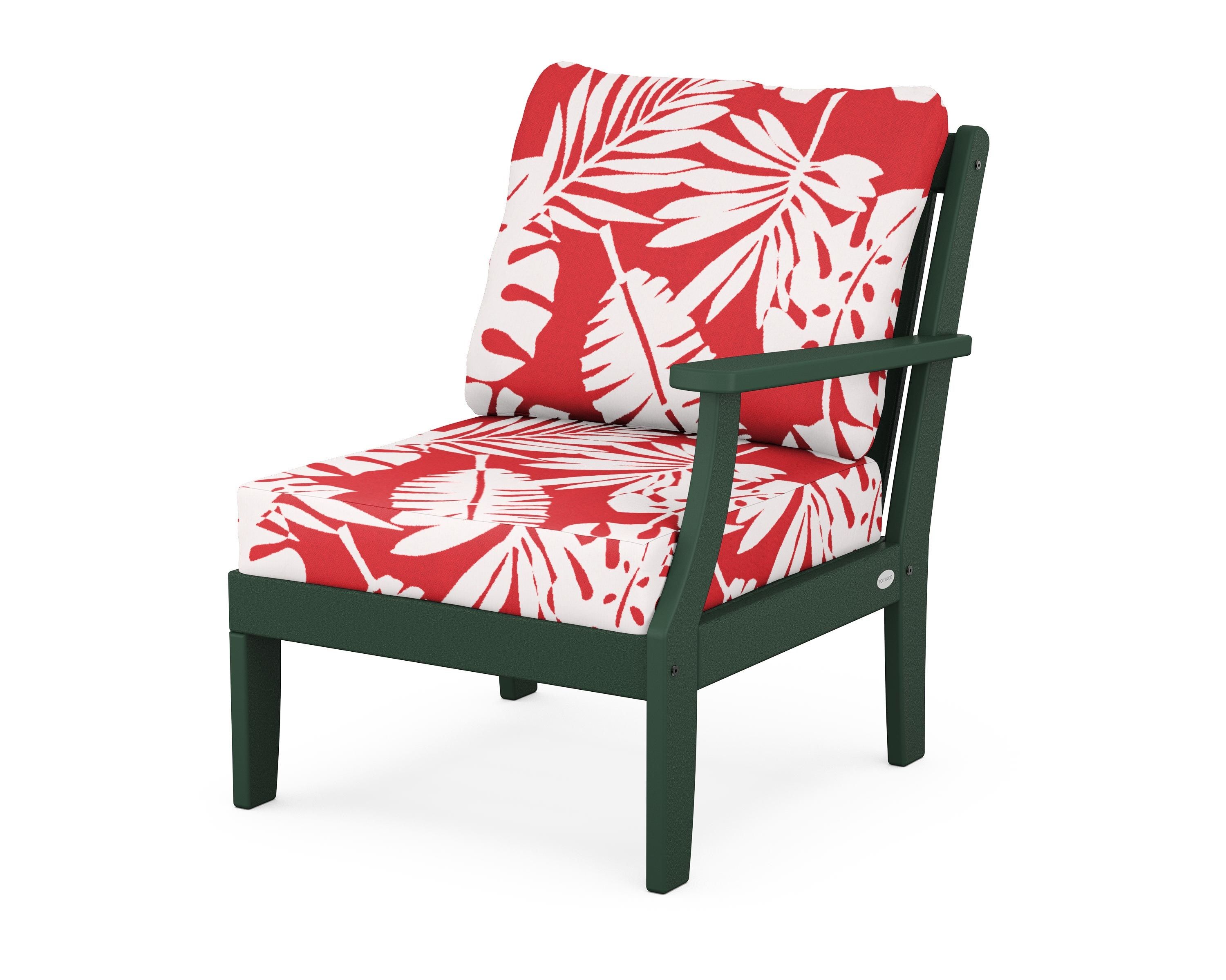 POLYWOOD® Braxton Modular Right Arm Chair in Green / Leaf Crimson