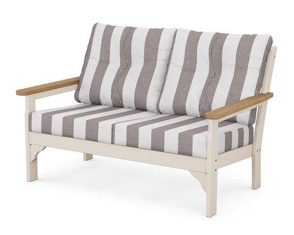 POLYWOOD® Vineyard Deep Seating Loveseat in Sand / Natural / Cabana Stripe Grey Mist