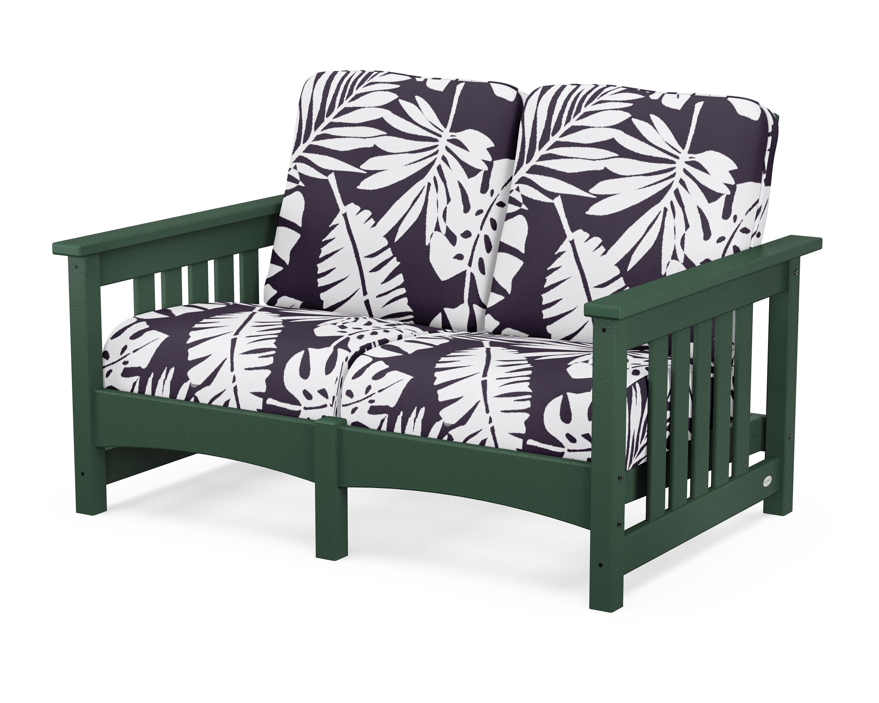 POLYWOOD® Club Mission Loveseat in Green / Leaf Navy