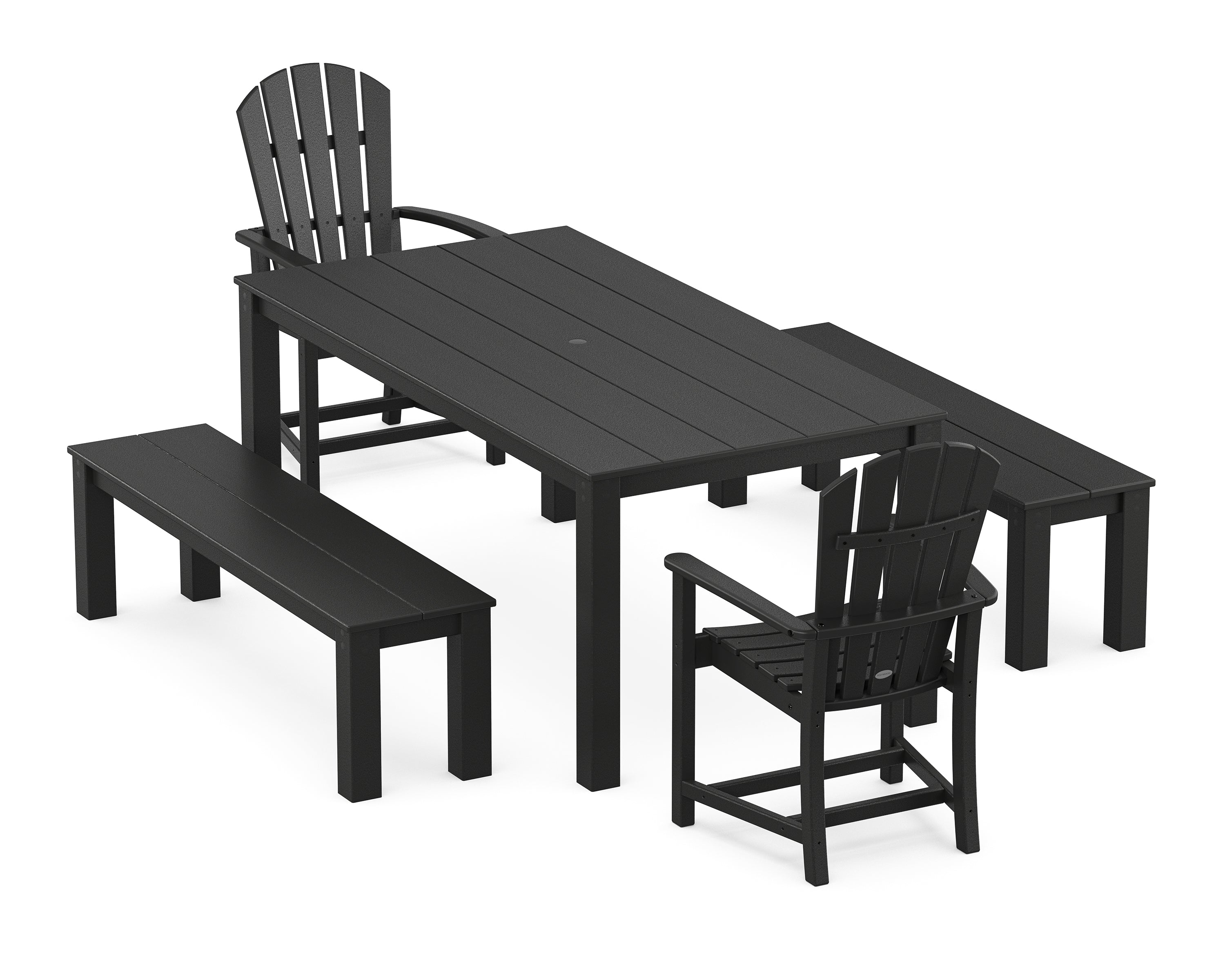 POLYWOOD® Palm Coast 5-Piece Parsons Dining Set with Benches in Black