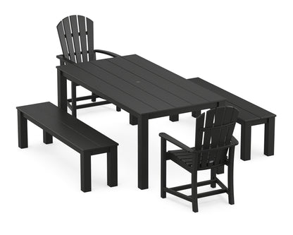 POLYWOOD® Palm Coast 5-Piece Parsons Dining Set with Benches in Black