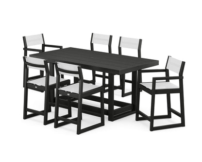POLYWOOD® EDGE Sling 7-Piece Counter Table Set in Black / White Sling