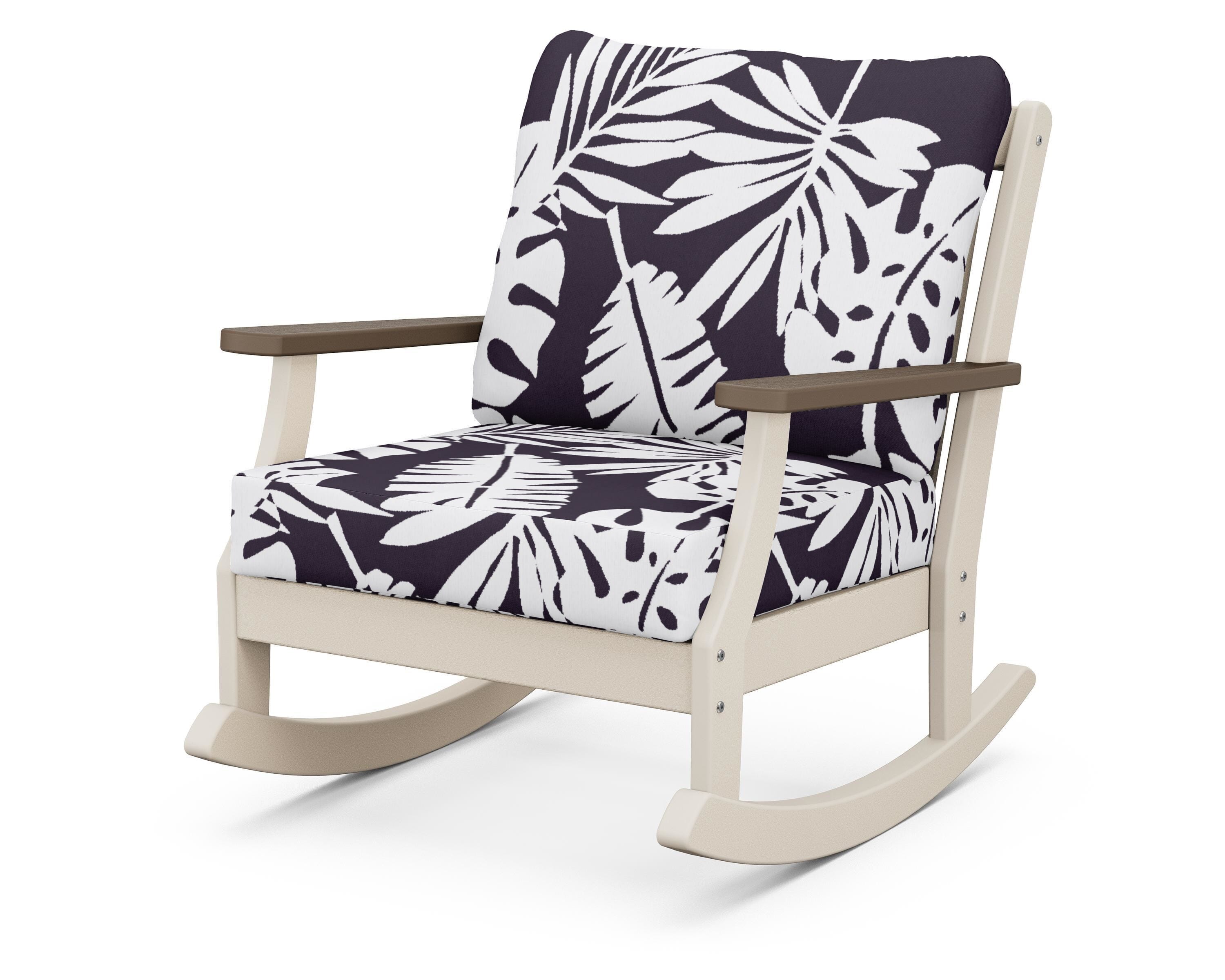 POLYWOOD® Braxton Deep Seating Rocking Chair in Sand / Kona / Leaf Navy